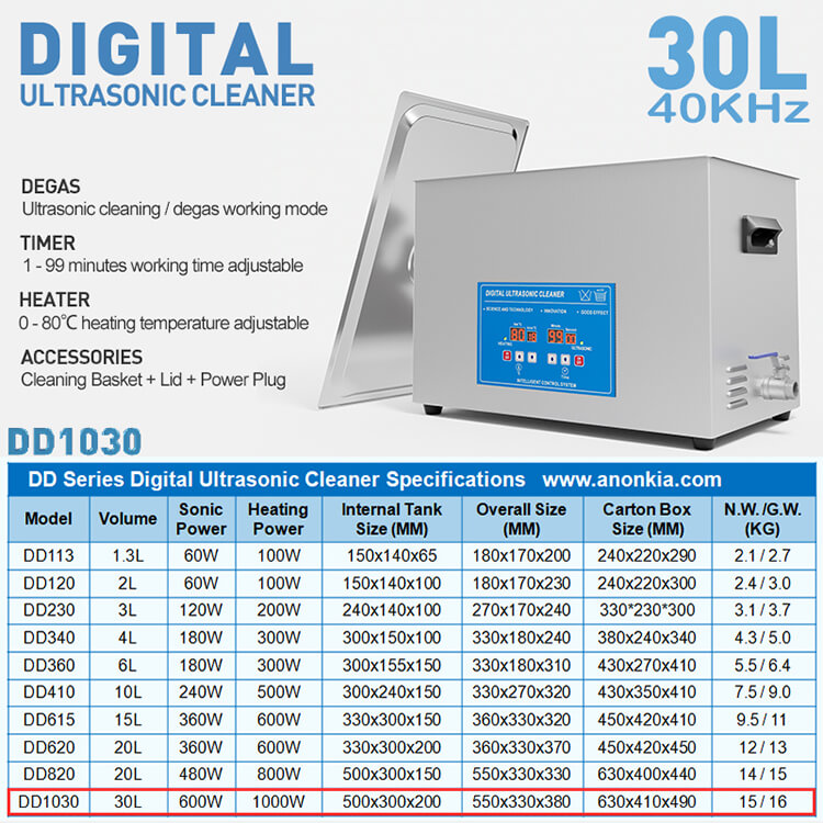 30L Digital Heated Ultrasonic Cleaner